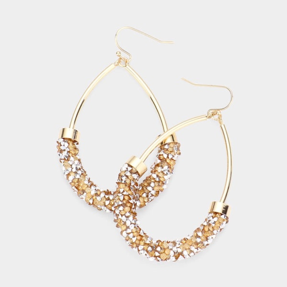 Francesca’s • Large Teardrop Sparkle Encrusted Earrings - Picture 5 of 5
